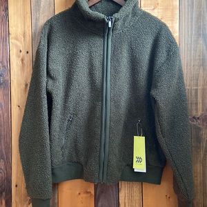 NWT Target All In One Sherpa full zip olive green jacket. Size Large